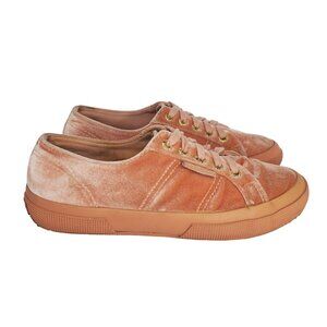 SUPERGA Pink Peach Velvet Lace Up Sneakers Women's 7.5